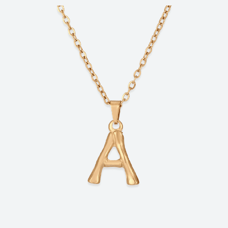 Bamboo Rustic Style Initials Necklace (A-Z)