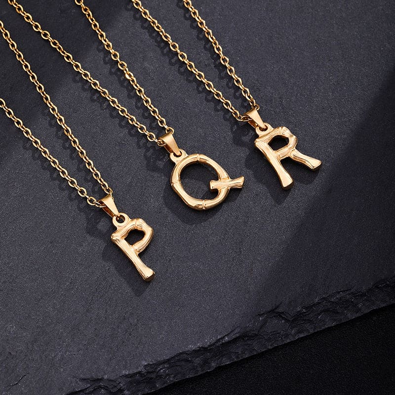 Bamboo Rustic Style Initials Necklace (A-Z)