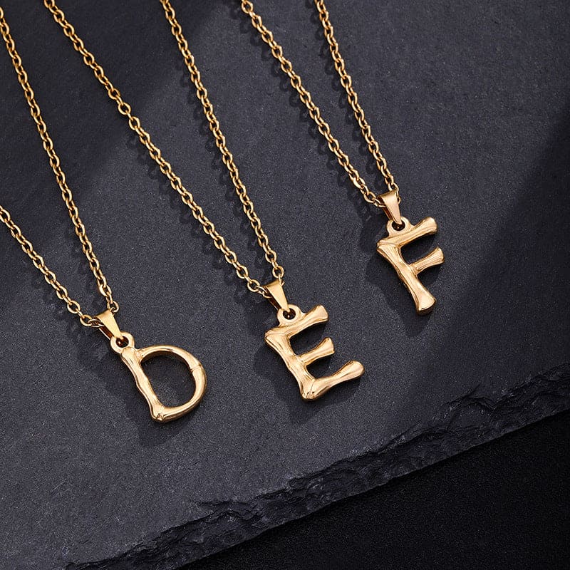 Bamboo Rustic Style Initials Necklace (A-Z)