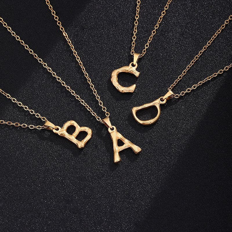 Bamboo Rustic Style Initials Necklace (A-Z)