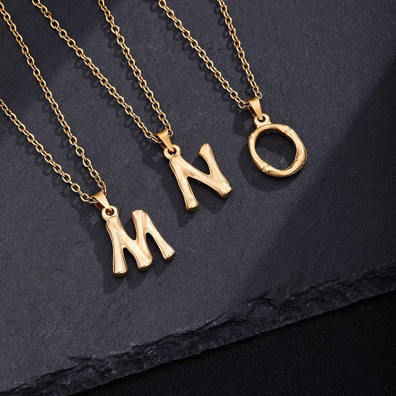 Bamboo Rustic Style Initials Necklace (A-Z)