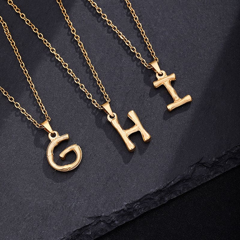 Bamboo Rustic Style Initials Necklace (A-Z)