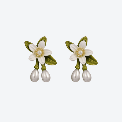 Pearl Plated Flower Earrings